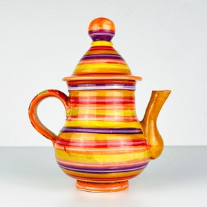 Vintage multicolor  ceramic pitcher / jug Yugoslavia 1980s Retro home decor