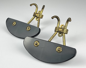 Vintage brass coats hook, Italy, 1950s, Set of 2, Vintage home decor