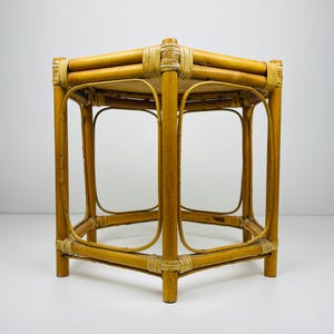 Vintage rattan coffee table, Italy 1960s