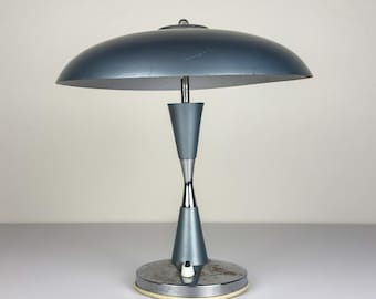 Grey industrial metal desk lamp Italy, 1960s, Mid-century office table lamp