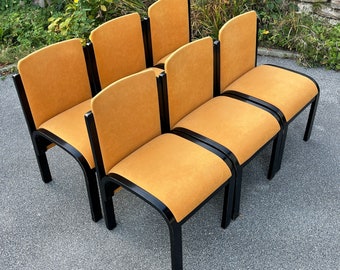 Set von 6 Vintage Orange Esszimmerstühle Italien 1980er Jahre Italienisches Design Mid-Century Modern Stühle