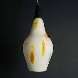 Mid-century multicolor opaline murano glass pendant lamp by Stilnovo Italy 1950s