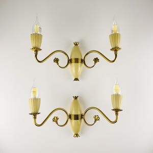 Vintage Brass Wall Sconces - Italian 1950s Home Decor - Set of 3