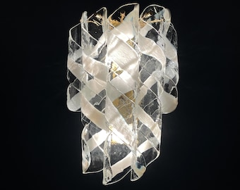 Vintage Murano wall lamp “Torciglioni” by AVMazzega, Italy 1970s,Mid-century Italian Lighting