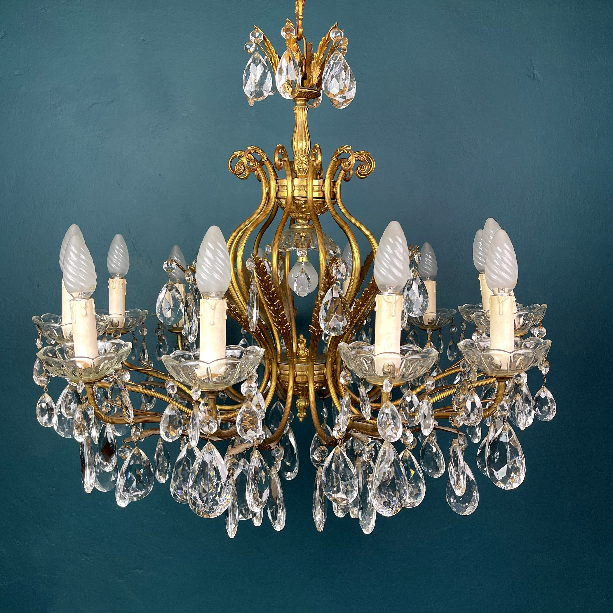【VINTAGE HOLLYWOOD】Chandelier Crystal Hairpin Hollywood Regency Crystal Chandelier / Luxury Light