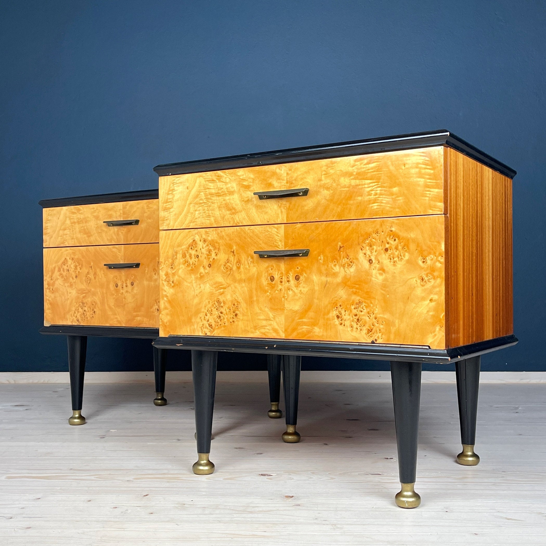 Mid-century bedside table Yugoslavia 1970s Mahogany Birdseye Maple Polished Furniture Console Table Retro Modern Nightstand Storage