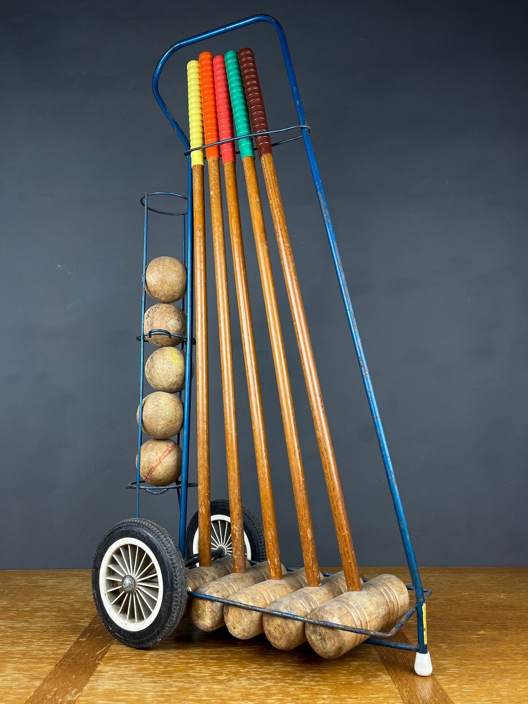 Croquet Set With Cart France 1970s Vintage Garden Games Party Etsy