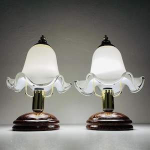 Vintage murano night table lamps Italy 1980s Set of 2 Vintage home decor