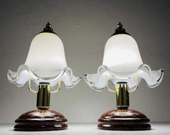 Vintage murano night table lamps Italy 1980s Set of 2 Vintage home decor