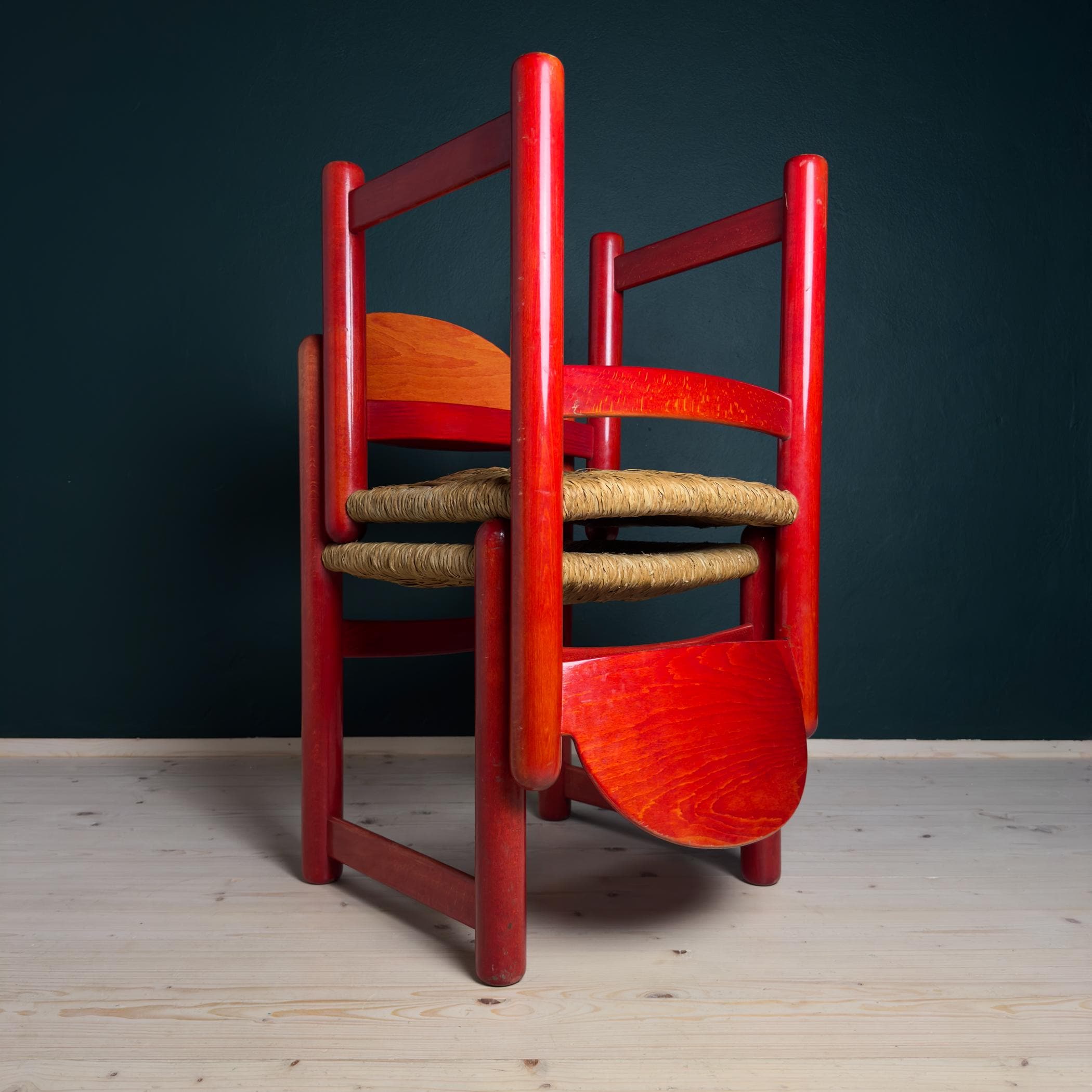 Set of 2 Red Chairs Mod. Padova by Hank Lowenstein, Italy 1970s - Etsy
