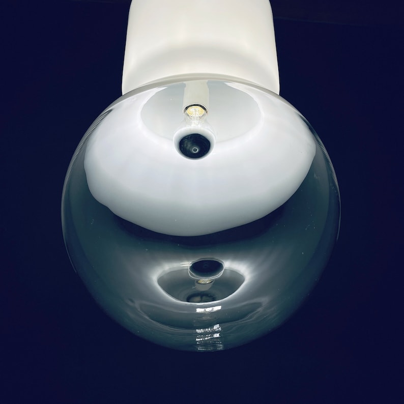 Rare mid-century large murano pendant lamp by Carlo Nason for Mazzega Italy 1960s lattimo glass XXL design pendant lamp image 3
