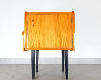 Mid-century bedside table Yugoslavia Retro Modern 1970s Polished Nightstand Storage