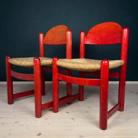 Set of 2 Red Chairs Mod. Padova by Hank Lowenstein, Italy 1970s - Etsy