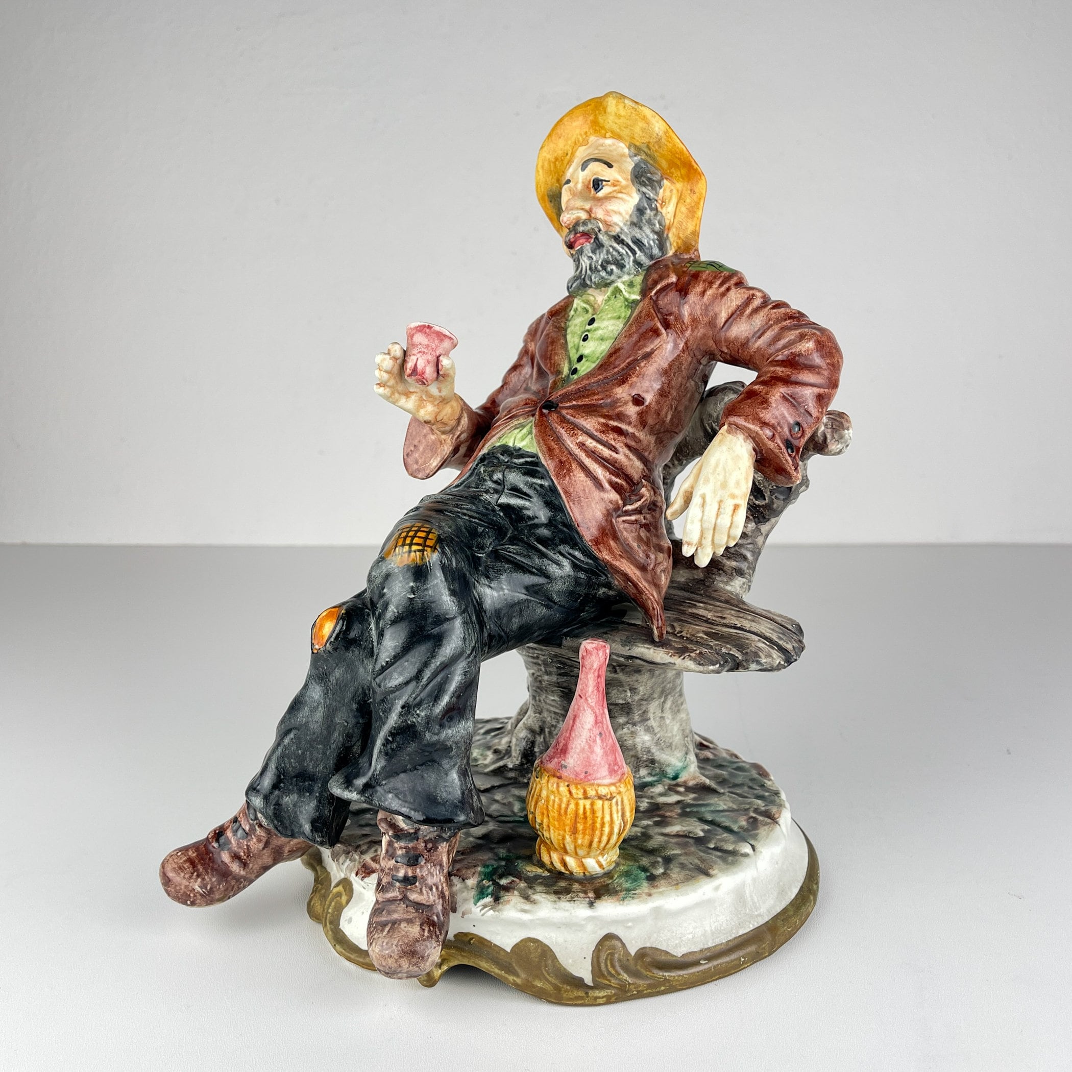 Vintage Original Ceramic Sculpture Old Man by Bassano, Italy 1974