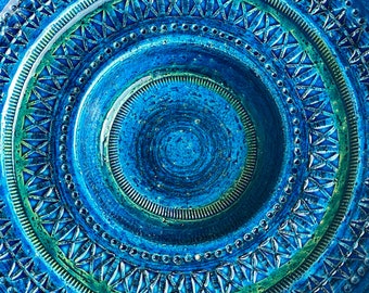 Vintage Ceramic Plate Rimini Blue, Design Aldo Londi, Bitossi