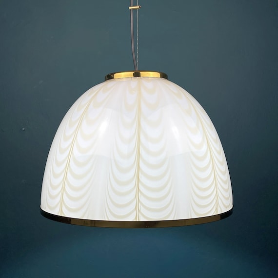 Vintage White Murano Glass Pendant Lamp by F.fabbian for Mazzega