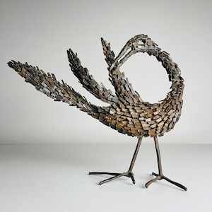 Escultura brutalista de metal vintage Pássaro de Salvino Marsura, Itália 1957, Moderno de meados do século