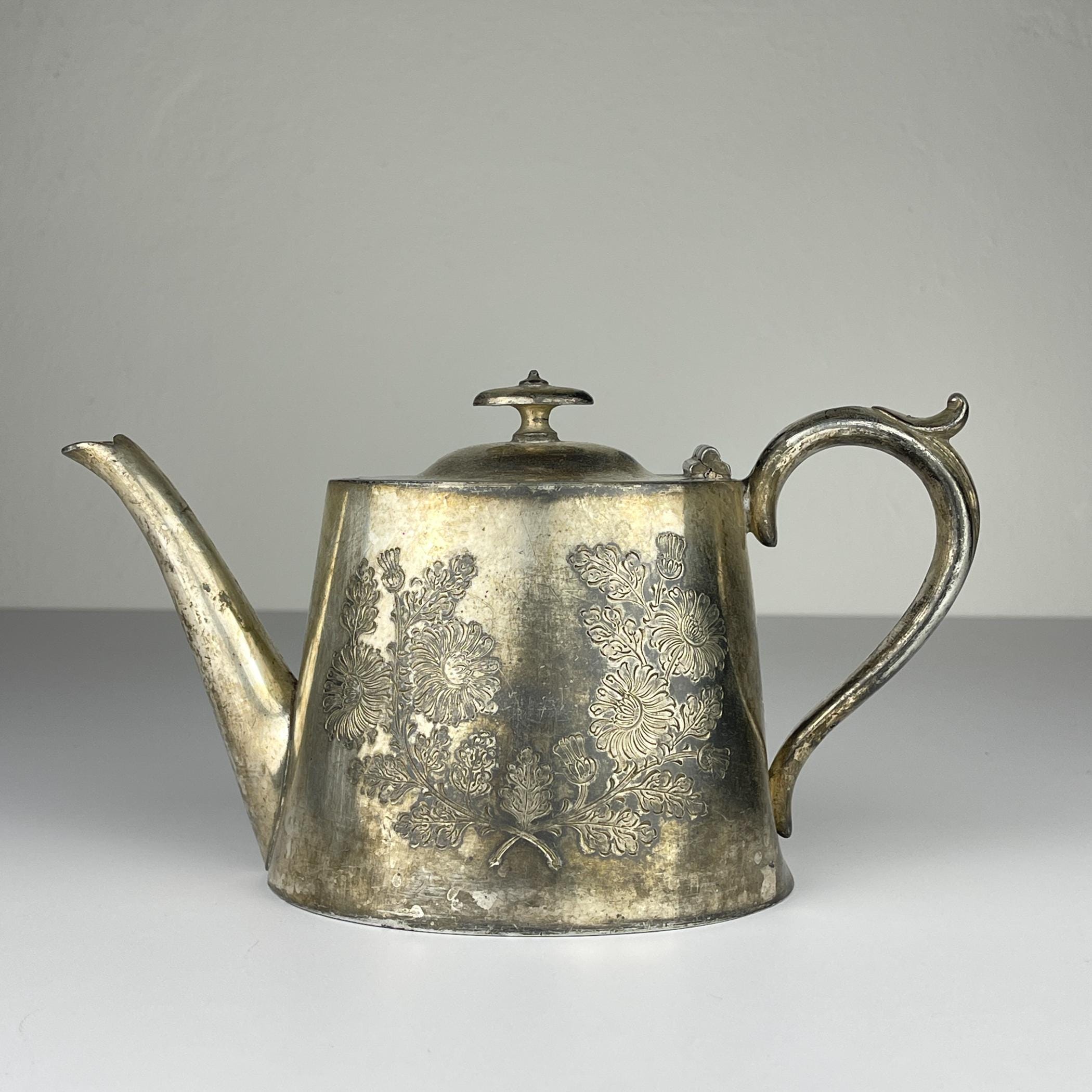 Antique Silver Plated Teapot by Sheffield, England, 1890-1910s
