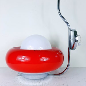 Meblo Guzzini Red Glass Wall Lamp: 1980s Space Age Sconce