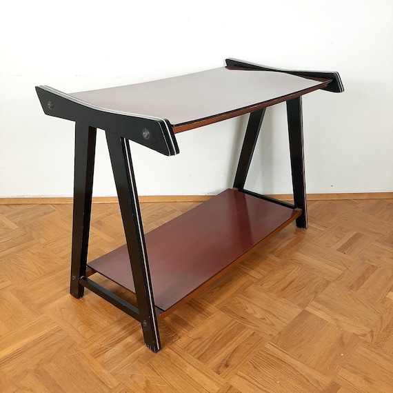 Black mid century console cheap table