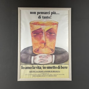Carteles vintage originales de Alcohólicos Anónimos diseñados por Ennio Tamburi Bolonia Italia años 80 Conjunto de 4