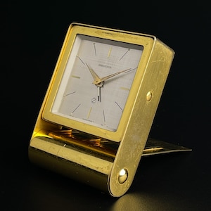 Travel alarm clock by Jaeger-LeCoultre, Swiss, 1950s, Vintage home decor