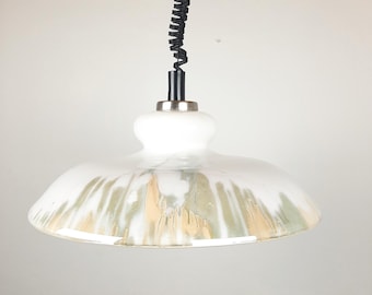 White Glass Pendant Lamp, Yugoslavia 1970s