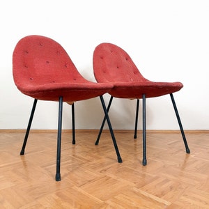 Pair of Mid-century Cocktail Armchair 1963 Italian style Yugoslavia Red Chair Lounge Armchair Original textil Vintage chair