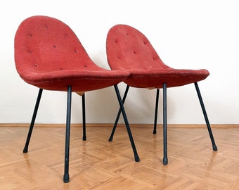 Pair of Mid-century Cocktail Armchair 1963 Italian style Yugoslavia Red Chair Lounge Armchair Original textil Vintage chair