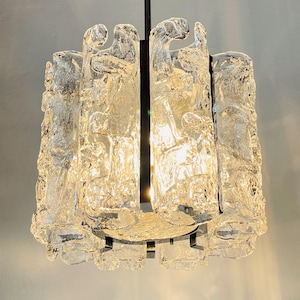 Vintage Ice Murano chandelier by AV Mazzega, Italy 1970s, Mid-century Italian lighting