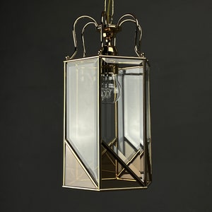 Vintage pendant lamp Italy &#39;60s Brass Polished Glass Retro lighting Mid-century italian modern