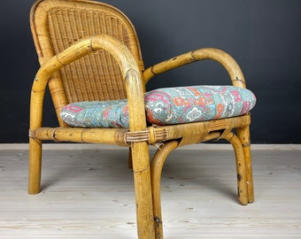 Bambus Sessel Italien 1950er Jahre Italienische Vintage Gartenmöbel Mid-Century Einrichtung Korb Rattan Sessel
