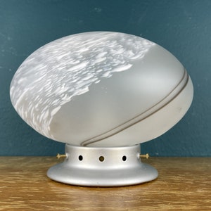 Vintage swirl murano glass night lamp Italy 80s sphere white table lamp space age mid-century lighting