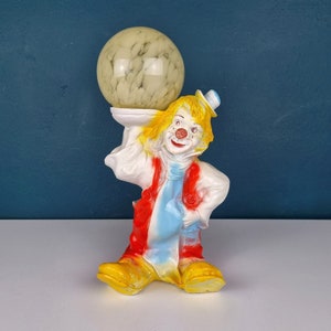 Vintage ceramic table lamp Clown Italy 1960s Retro nightlamp Lamp for children&#39;s room