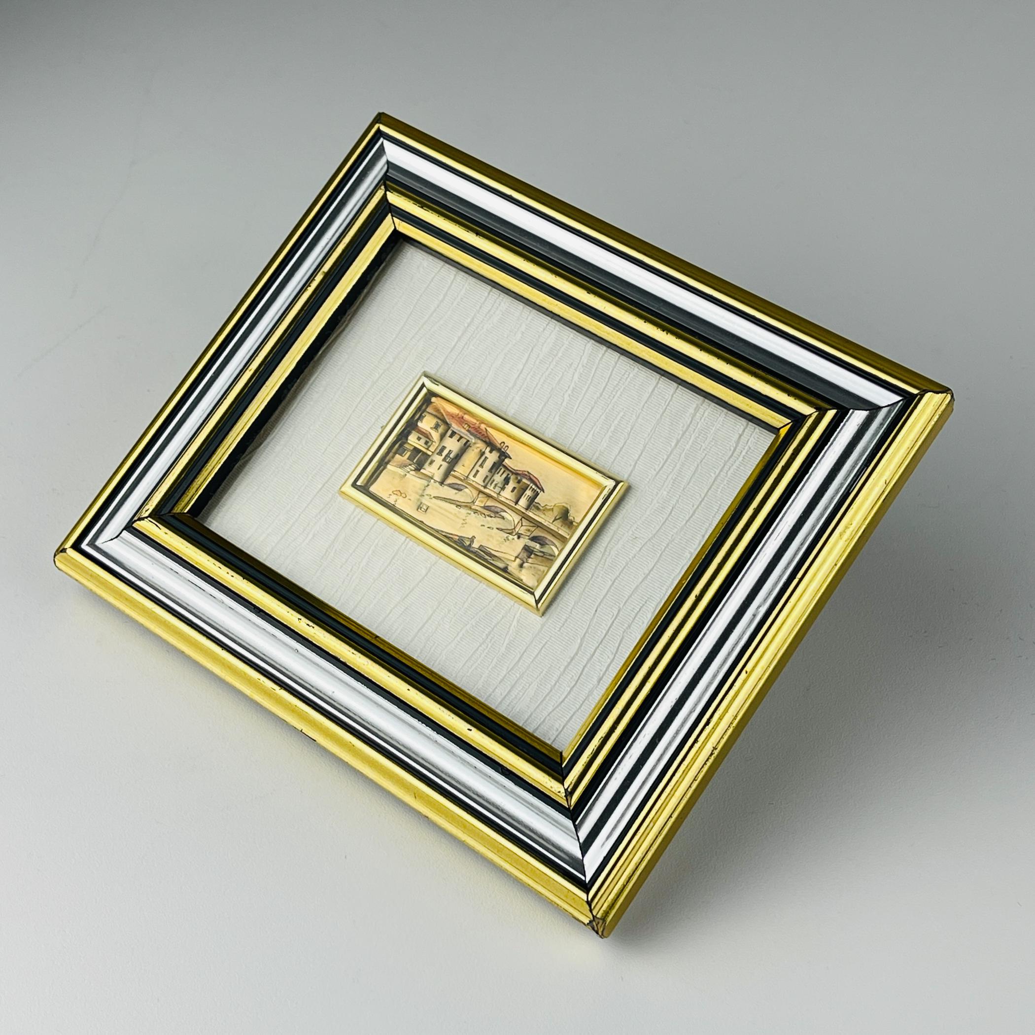 Vintage 925 Silver Pressed Art Framed, Italy, 1970s, Vintage Home