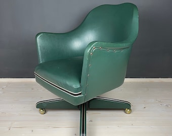 Mid-century swivel green office chair by Umberto Mascagni Italy 1950s Modernist Italian Loft Office