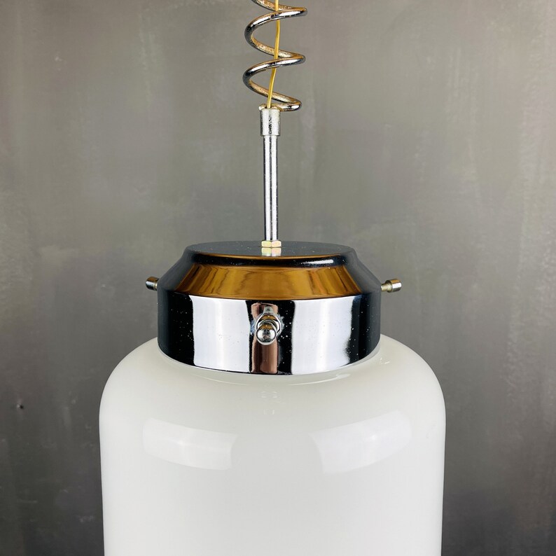 Rare mid-century large murano pendant lamp by Carlo Nason for Mazzega Italy 1960s lattimo glass XXL design pendant lamp image 8