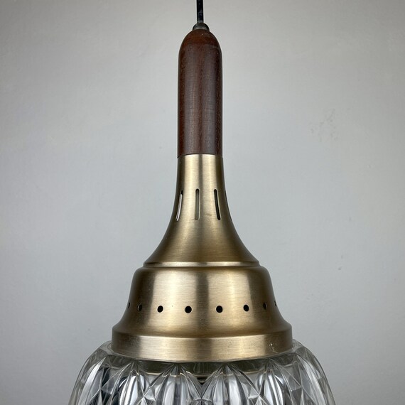 Mid century Glass Pendant Lamp Italy 1960s Vintage Italian