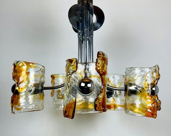 Vintage Murano chandelier Mazzega by Toni Zuccheri, Italy 1970s, Mid-century, Space age