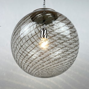Vintage XL swirled murano glass pendant lamp La Murrina Italy 1970s Mid-century modern italian lighting image 7