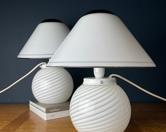 Lampade da tavolo a forma di fungo di Murano: arredamento retrò moderno italiano, anni '70, set di 2