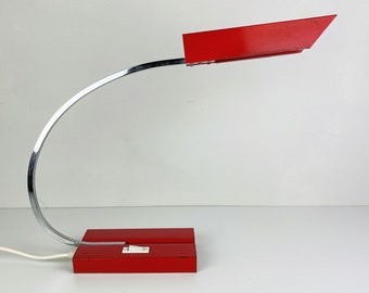 Mid-century red metal desk lamp Emi Poljcane Yugoslavia 1970s Vintage industrial loft office table lamp