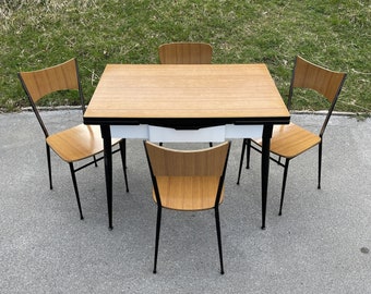 Set of mid-century dining table and 4 chairs by Salvarani Depositato Italy 1950s Set for dining room