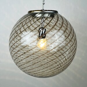 Vintage XL swirled murano glass pendant lamp La Murrina Italy 1970s Mid-century modern italian lighting image 2