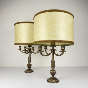 Vintage large bronze table lamps, Italy 1950s, Set of 2, Vintage home decor