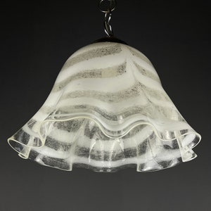 Murano glass pendant lamp Fazzoletto Italy 1970s Mid-century lighting Retro home decor white lamp