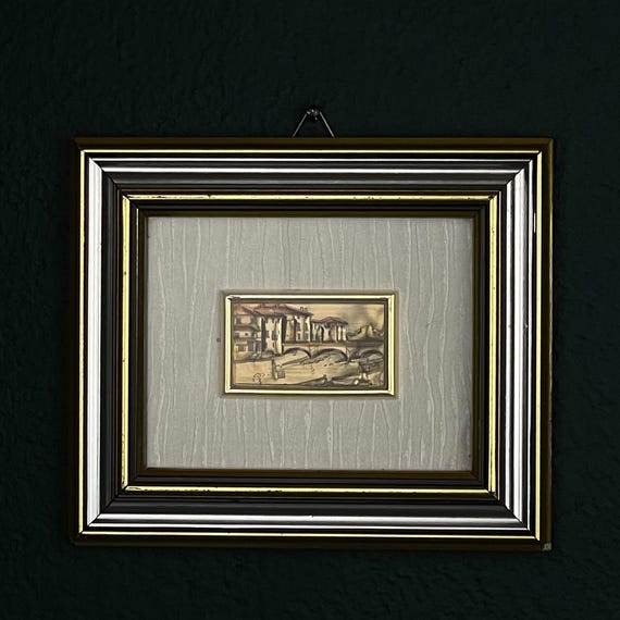Vintage 925 Silver Pressed Art Framed, Italy, 1970s, Vintage Home