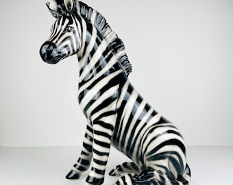 Large ceramic sculpture of Zebra from Bassano, Italy 2000s, Vintage decor Italian pottery