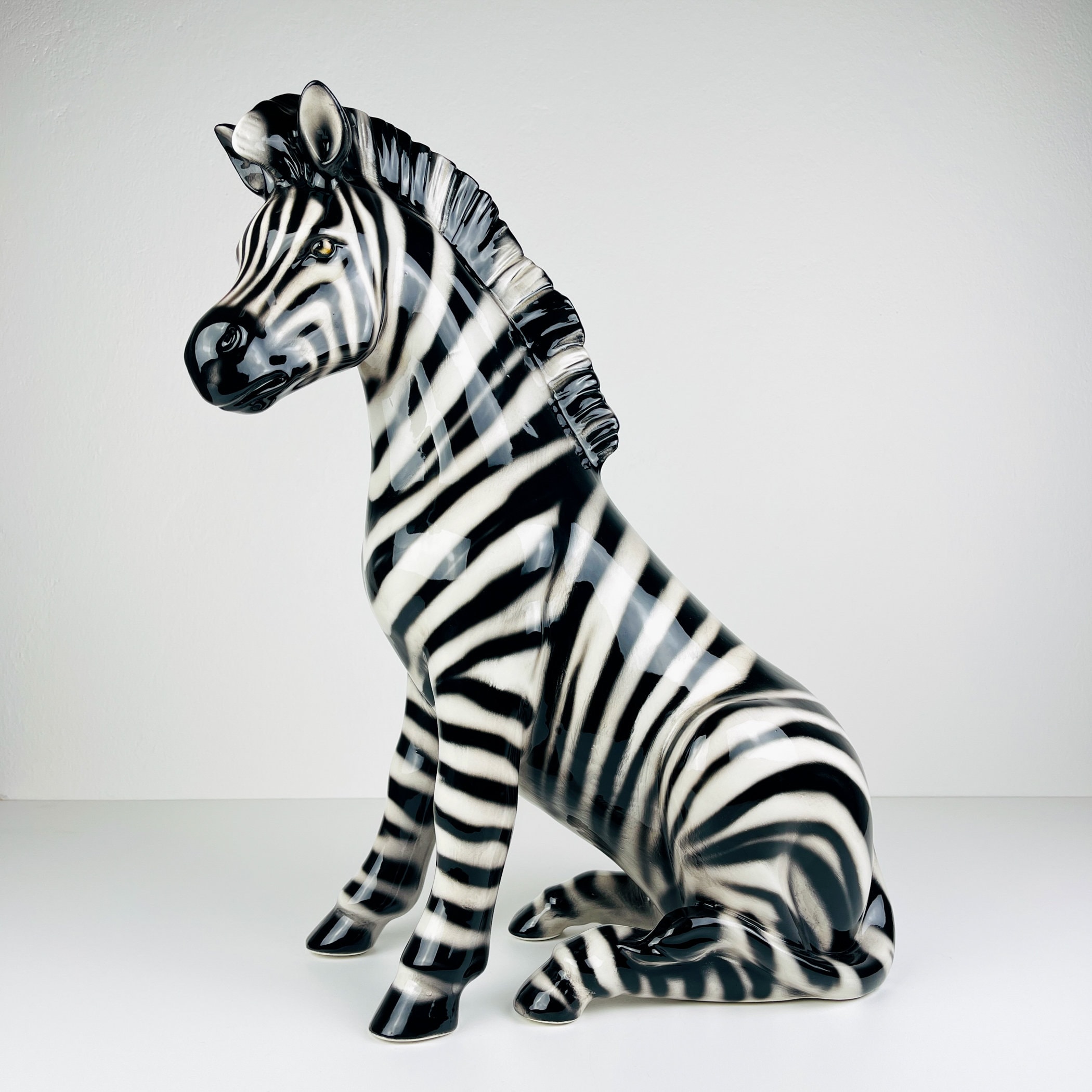 Large Ceramic Sculpture of Zebra From Bassano, Italy 2000s