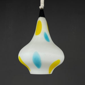 Mid-century multicolor opaline murano glass pendant lamp by Stilnovo Italy 1950s